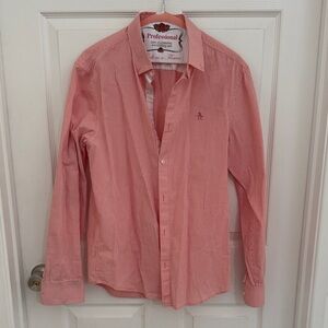 Original Penguin Men's Red Striped Button Down Shirt